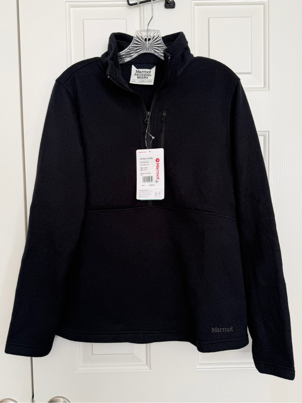 NWT Marmot Women’s Large Black Zip-Front Fleece Pullover